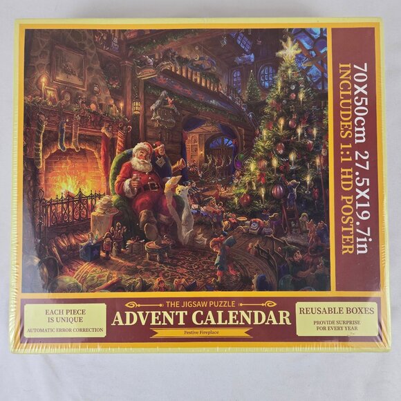 The Jigsaw Puzzle Advent Calendar Festive Fireplace Reusable Boxes Christmas - Picture 1 of 10
